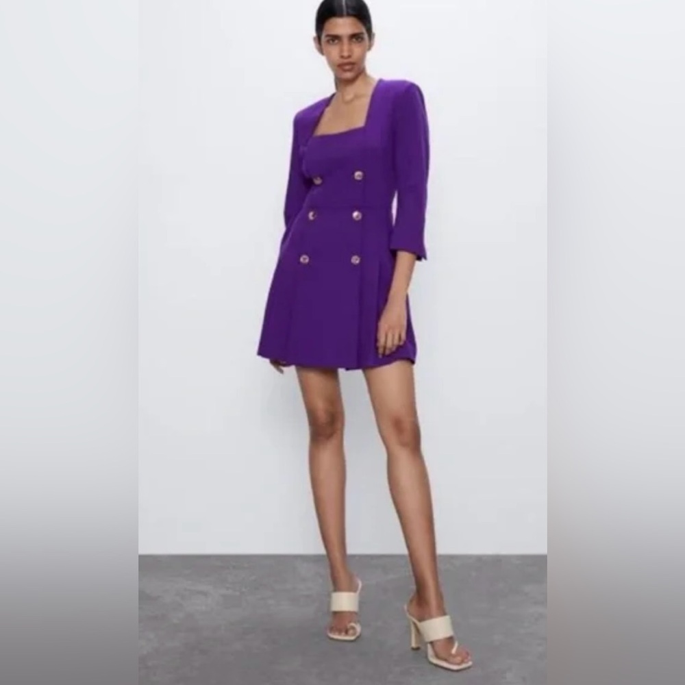 Zara Purple Button Dress size M